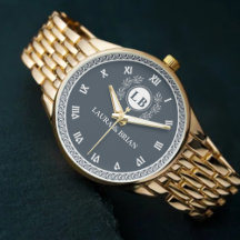 Romantic Monogram Elegant White & Navy Letters