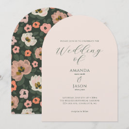Romantic moody painted floral garden party wedding einladung