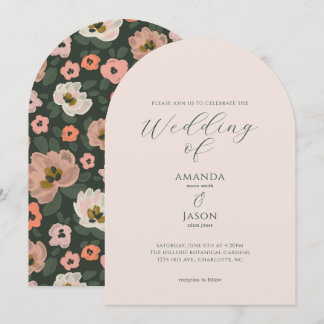 Romantic moody painted floral garden party wedding einladung