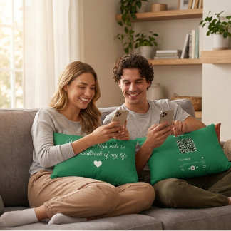 Romantic Music QR Code Throw Accent Pillow Dekokissen