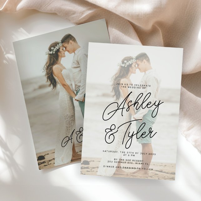 Romantic names script overlay photo wedding einladung (Von Creator hochgeladen)