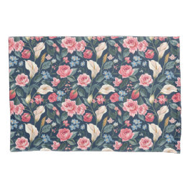 Romantic Navy Blue Floral Garden Pattern Kissenbezug