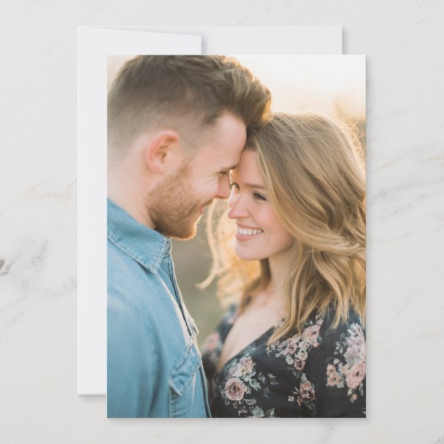 Romantic Navy Floral Photo Einladung (Vorderseite)