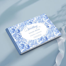 Romantic Navy Roses Floral Toile Guest Book Gästebuch