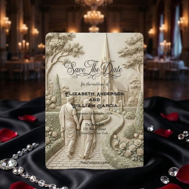 Romantic Neo Classical Cathedral Garden Landscape Save The Date (Von Creator hochgeladen)