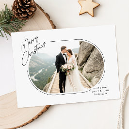 Romantic Newlywed Couple Photo Merry Christmas Feiertagskarte