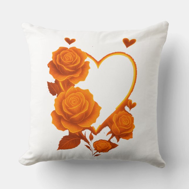 Romantic Orange Roses Heart Throw" Kissen (Vorderseite)