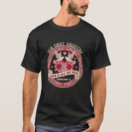 Romantic Our First Valentine Doves & Roses T-Shirt