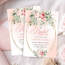 Romantic Pale Pink Rose Gold Bridal Shower Invite Einladung