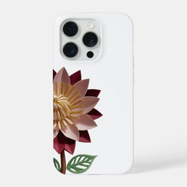 Romantic Paper Flower Phone Case – Pink & Maroon  iPhone Hülle (Rückseite)