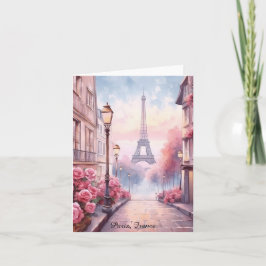Romantic Paris France – Eiffel Tower Floral Karte