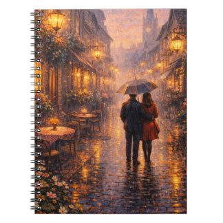 Romantic Paris Rain Spiral Notebook Notizblock