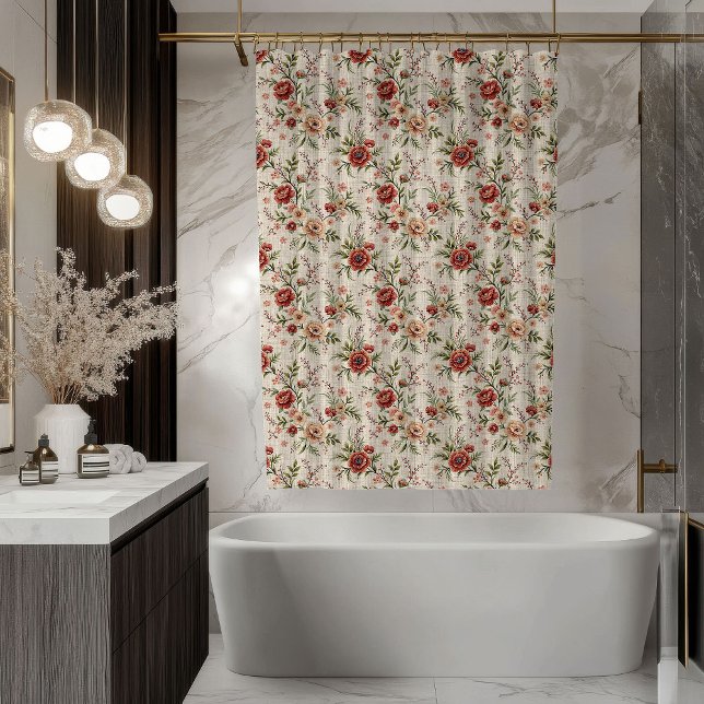 Romantic Pastel Curtain Shabby Chic Bloom Design Duschvorhang (Romantic Pastel Curtain Shabby Chic Bloom Design)