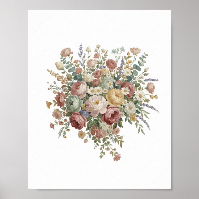Romantic Pastel Floral Canvas Print Poster (Vorne)