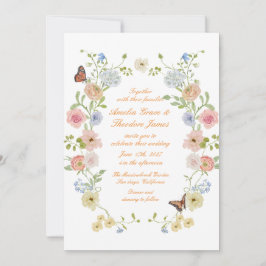 Romantic Pastel Floral Garden Wedding Invitation Einladung
