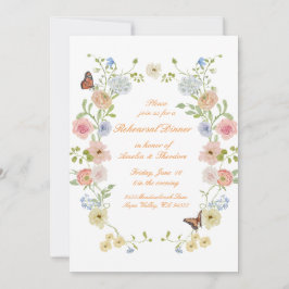 Romantic Pastel Floral Rehearsal Dinner Invite Einladung