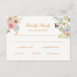 Romantic Pastel Floral Wedding RSVP Card Begleitkarte