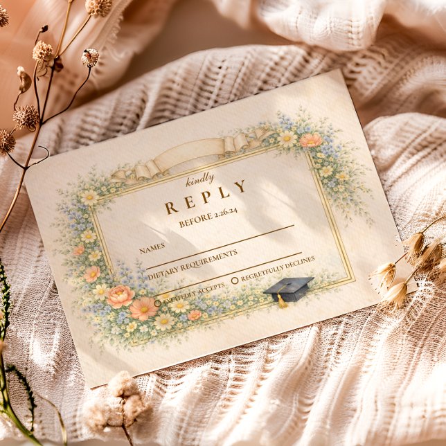 Romantic Pastel Graduation Party RSVP Karte (Von Creator hochgeladen)