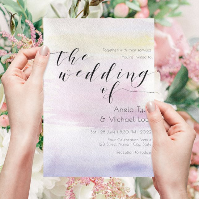 ©Romantic Pastel Watercolor Typography Wedding ll Einladung (Von Creator hochgeladen)