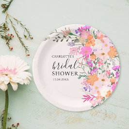 Romantic pastel wild flowers spring bridal shower pappteller