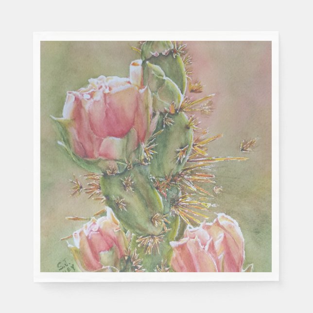 ROMANTIC PEACH CACTUS BLUME PARTY SERVIETTE (Vorderseite)