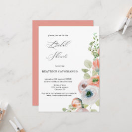 Romantic Peach Coral Floral Bridal Shower Card Einladung