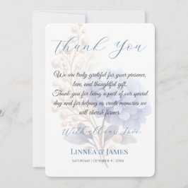 Romantic Pearl Hydrangea Blue Waterercolor Wedding Dankeskarte