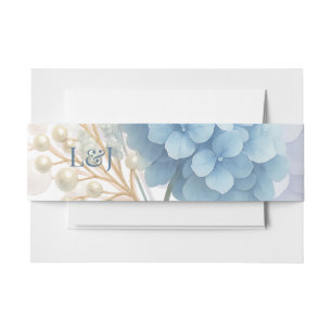 Romantic Pearl Hydrangea Blue Waterercolor Wedding Einladungsbanderole