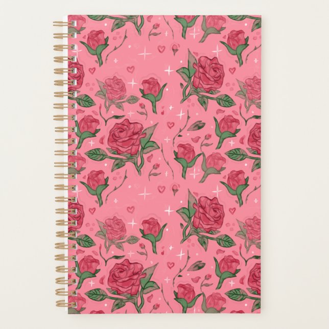 Romantic Pink and Red Roses Planner Planer (Vorderseite)