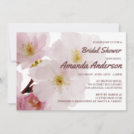Romantic Pink Cherry Blossoms Bridal Shower Einladung