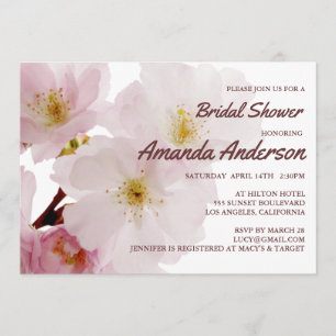 Romantic Pink Cherry Blossoms Bridal Shower Einladung
