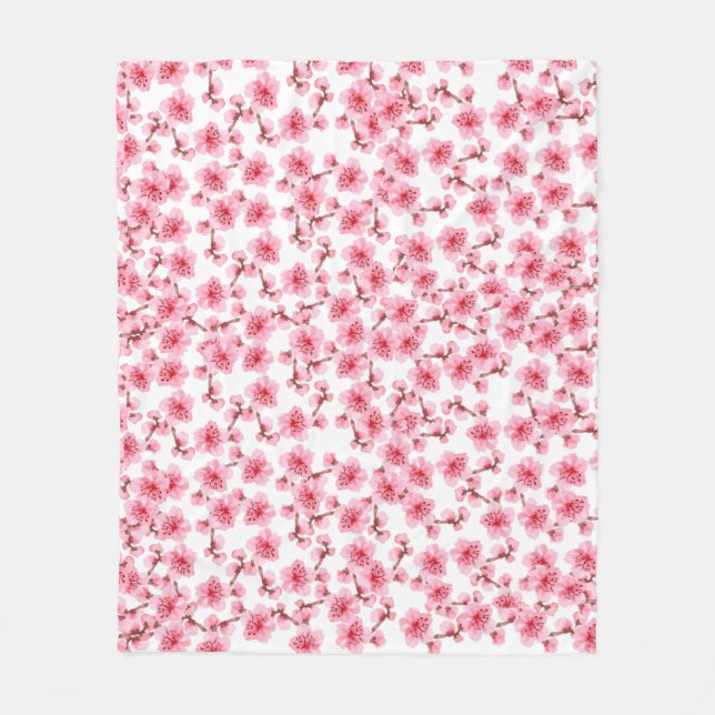 Romantic pink Cherry blosson Fleecedecke (Vorderseite)