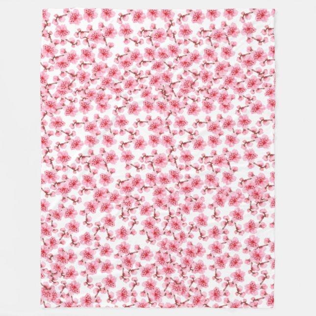 Romantic pink Cherry blosson Fleecedecke (Vorderseite)
