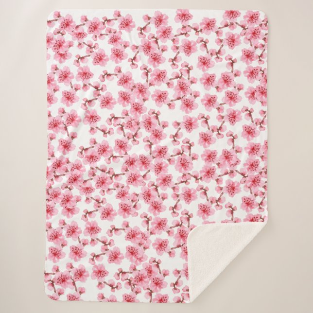 Romantic pink Cherry blosson Sherpadecke (Vorderseite)