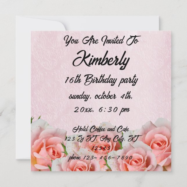 Romantic Pink chic floral foliage elegance  (Rückseite)