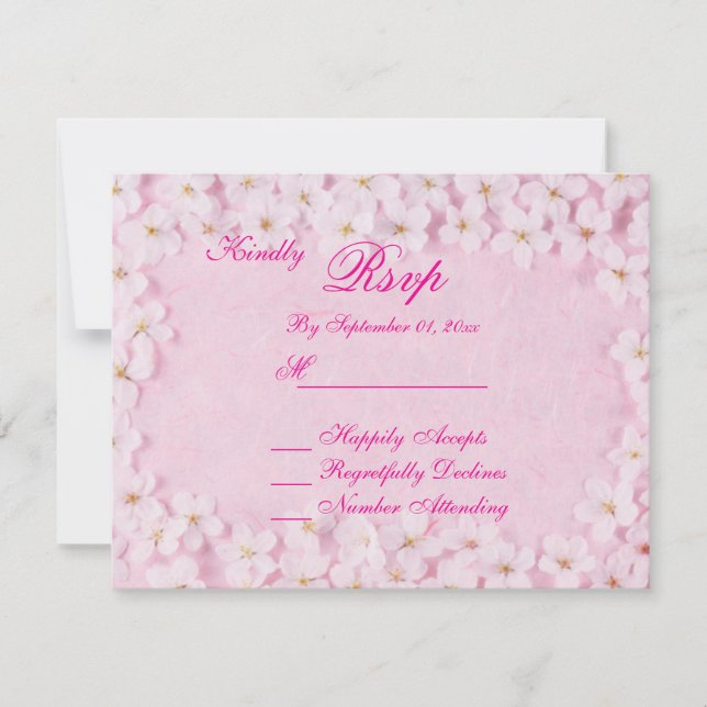 Romantic Pink Floral Wedding RSVP Card Einladung (Vorderseite)