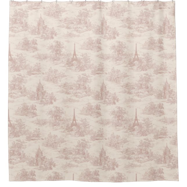 Romantic Pink French Toile Countryside Pattern (1) Duschvorhang (Vorderseite)