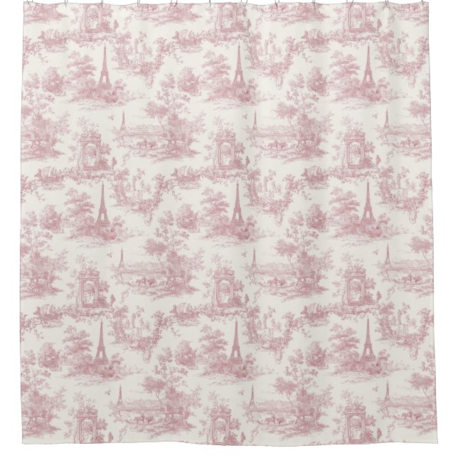 Romantic Pink French Toile Countryside Pattern (3) Duschvorhang (Vorderseite)