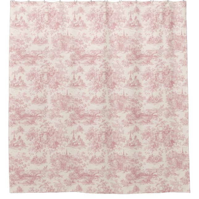 Romantic Pink French Toile Countryside Pattern (4) Duschvorhang (Vorderseite)