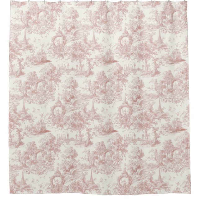 Romantic Pink French Toile Countryside Pattern (5) Duschvorhang (Vorderseite)