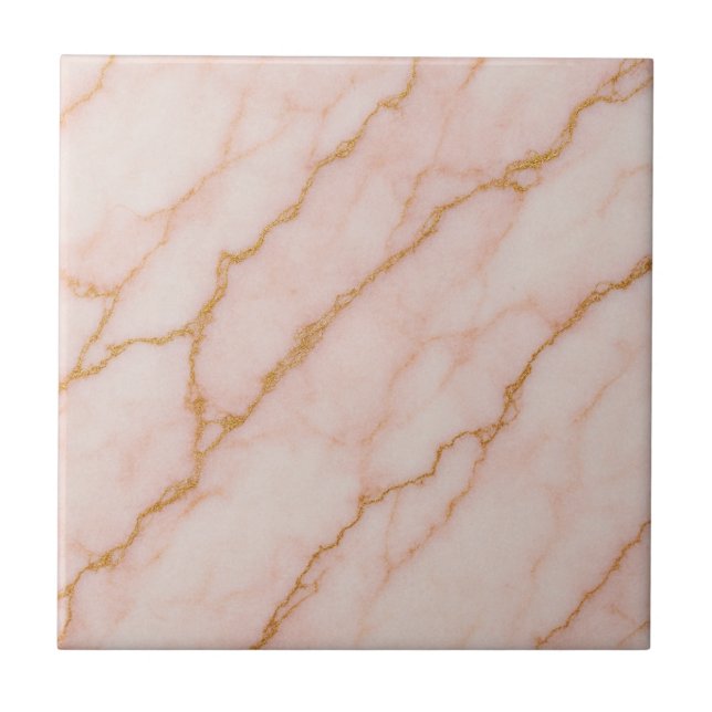 Romantic Pink & Gold Marble Effect Ceramic Tile Fliese (Vorderseite)