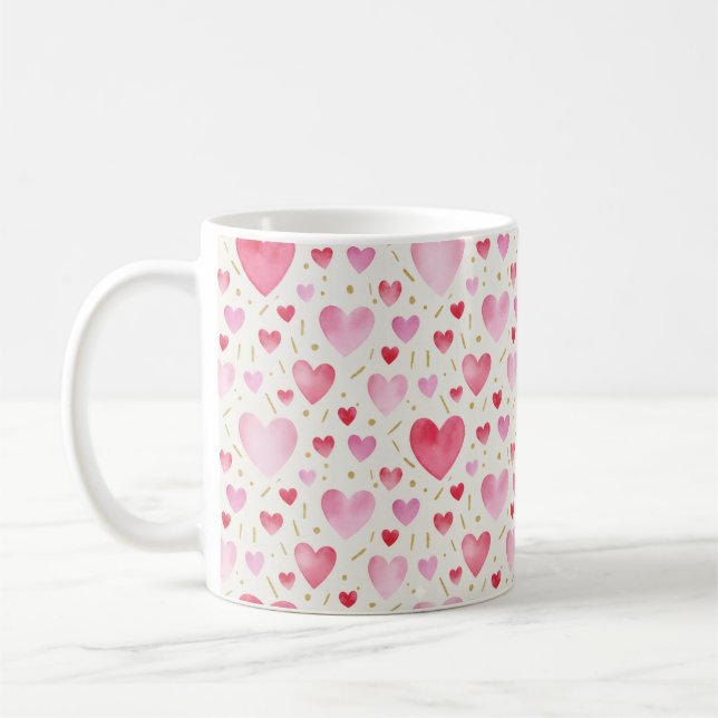 Romantic Pink & Gold Watercolor Pattern Kaffeetasse (Links)
