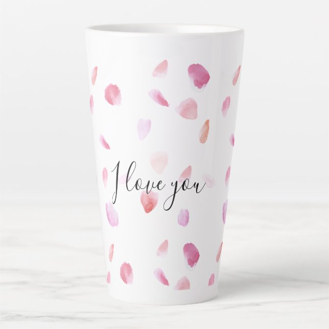 Romantic Pink Peach Rose Petals Floral Milchtasse (Vorderseite)
