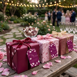 Romantic Pink Petals Save the Date Wedding  Geschenkanhänger