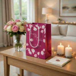 Romantic Pink Petals Save the Date Wedding  Mittlere Geschenktüte