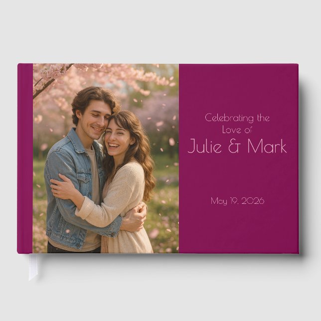 Romantic Pink Petals Wedding Guest Book Gästebuch (Vorderseite)