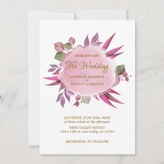 Romantic Pink Purple Floral Wedding Invitation Einladung
