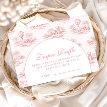 Romantic Pink Toile Baby Shower Diapper Raffle