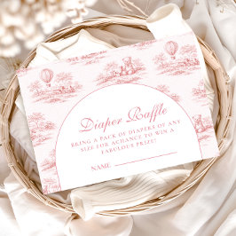 Romantic Pink Toile Baby Shower Diapper Raffle Begleitkarte