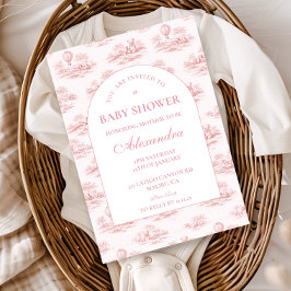 Romantic Pink Toile Baby Shower Einladung